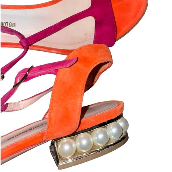 NICHOLAS KIRKWOOD FUCHSIA AND ORANGE SANDALS WITH PEARLS Size 36 - Picture 4 of 8